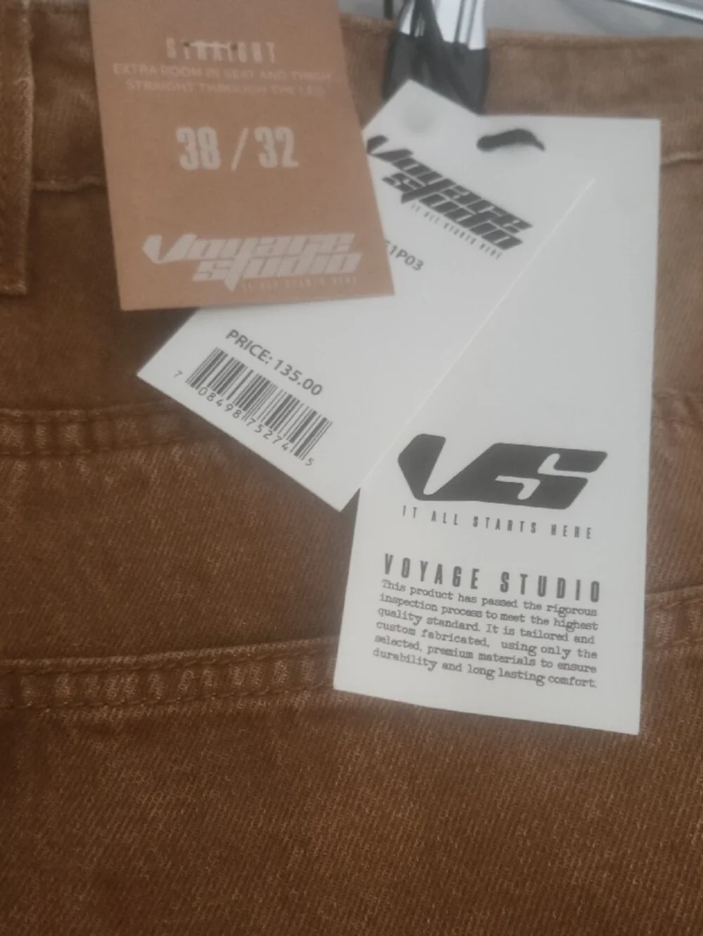 LG Men's Brown Straight Jeans with Multicolor Patchwork